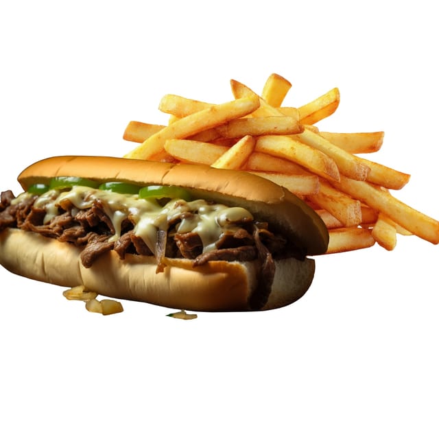 PHILLY CHEESE STEAK W/FRIES.
